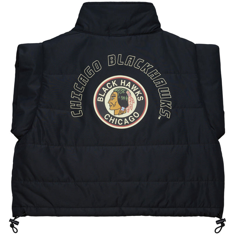 NHL WOMEN'S CROP PUFFER VEST BLACKHAWKS - Image 2 NHL WOMEN'S CROP PUFFER VEST BLACKHAWKS - Image 2