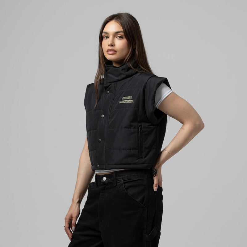 NHL WOMEN'S CROP PUFFER VEST BLACKHAWKS - Image 9 NHL WOMEN'S CROP PUFFER VEST BLACKHAWKS - Image 9