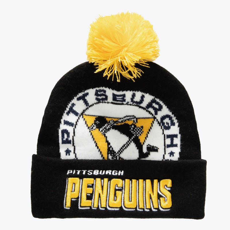 NHL PUNCH OUT POM KNIT PENGUINS Black KTPCDX22016-PPEBLCK - Image 1 NHL PUNCH OUT POM KNIT PENGUINS Black KTPCDX22016-PPEBLCK - Image 1
