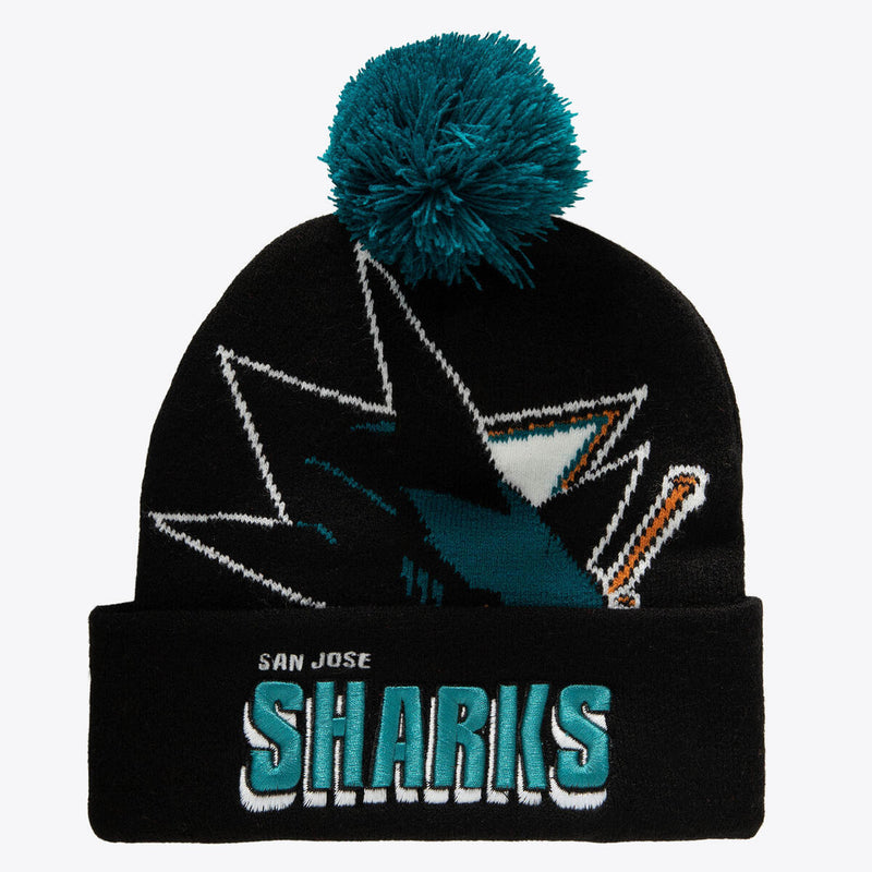 NHL PUNCH OUT POM KNIT SHARKS Black KTPCDX22016-SJSBLCK - Image 1 NHL PUNCH OUT POM KNIT SHARKS Black KTPCDX22016-SJSBLCK - Image 1