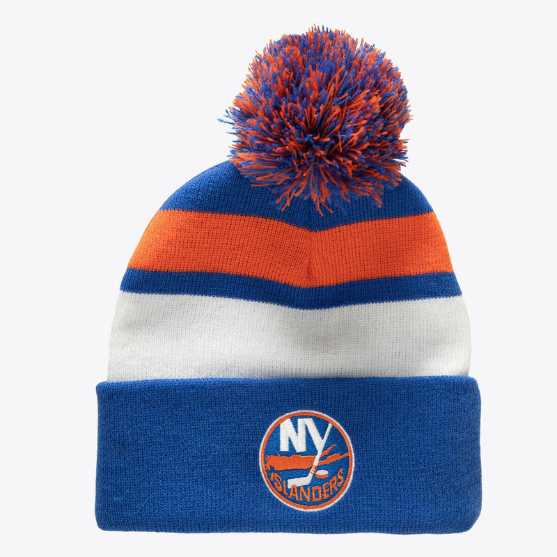 NHL STRIPE POM KNIT ISLANDERS Blue KTPCLD21212-NYIBLUE - Image 1 NHL STRIPE POM KNIT ISLANDERS Blue KTPCLD21212-NYIBLUE - Image 1