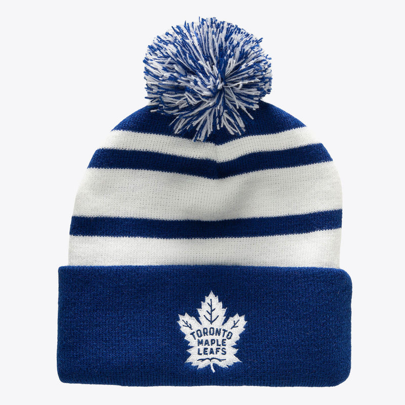 NHL STRIPE POM KNIT MAPLE LEAFS Blue KTPCLD21212-TMLBLUE - Image 1 NHL STRIPE POM KNIT MAPLE LEAFS Blue KTPCLD21212-TMLBLUE - Image 1