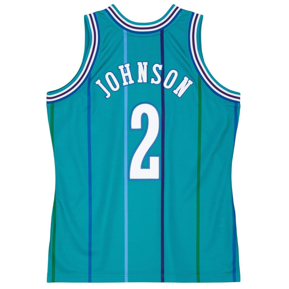 NBA AUTHENTIC ROAD JERSEY HORNETS 1992 LARRY JOHNSON - Teal - Image 2