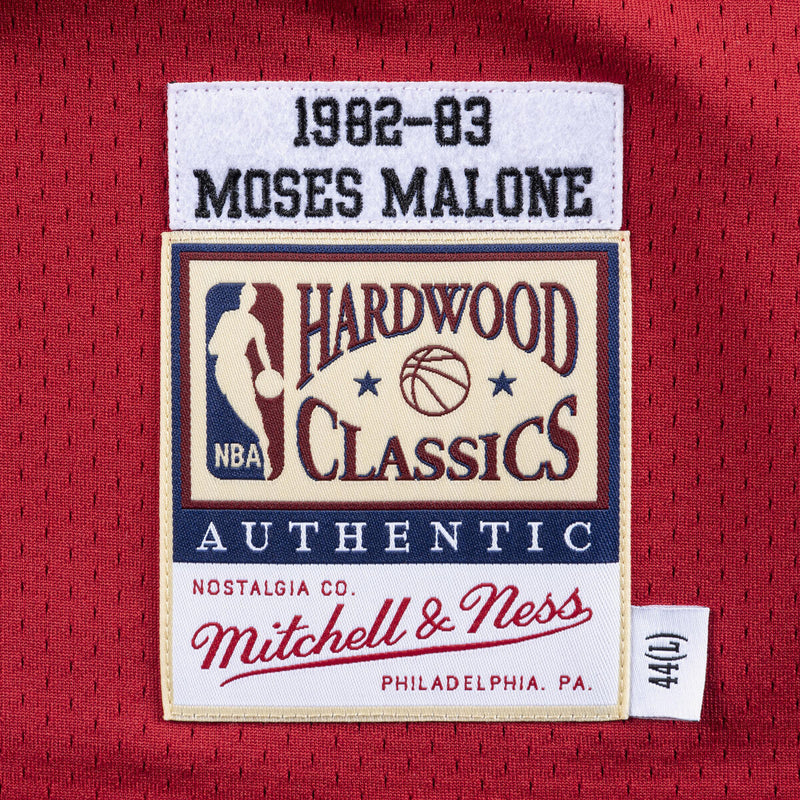 NBA AUTHENTIC JERSEY 76ERS 1982 MOSES MALONE - Scarlet - Image 3