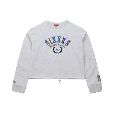 NBA WOMEN'S CROP FLEECE TOGGLE CREW 76ERS - Grey Heather - Image 1