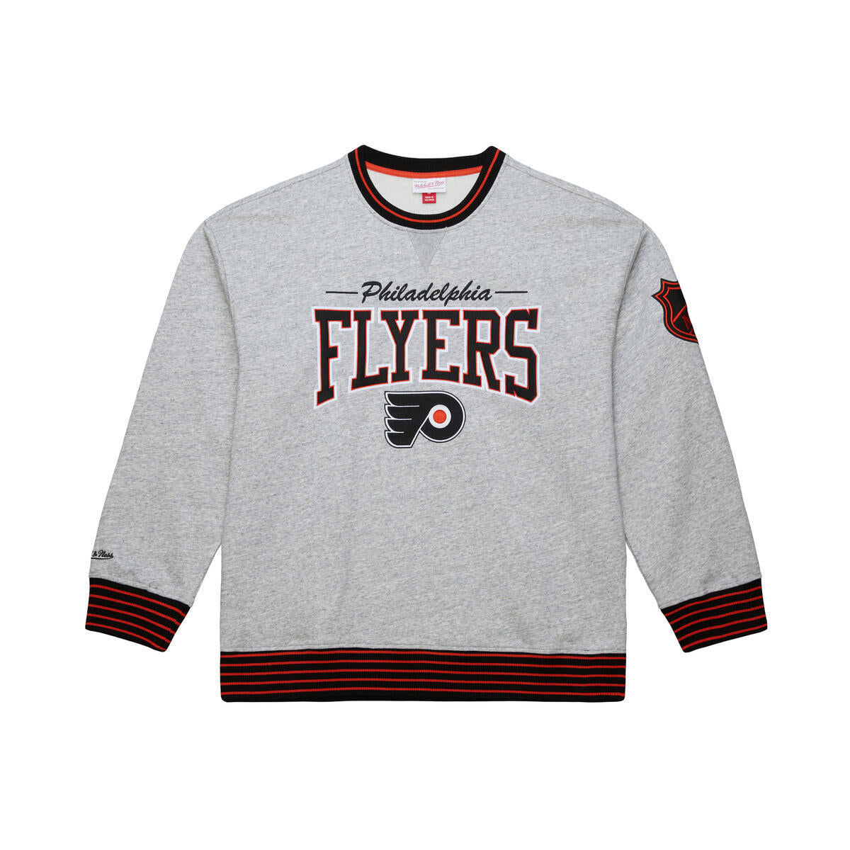 NHL THROW IT BACK FLEECE CREW CURRENT LOGO FLYERS Grey Heather FC10800-PFLGYHT - Image 1