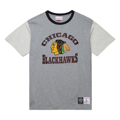 NHL HERITAGE COLLECTION PREMIUM SS TEE CURRENT LOGO BLACKHAWKS GREY HEATHER-CREAM FC10822-CBHGHCR - Image 1