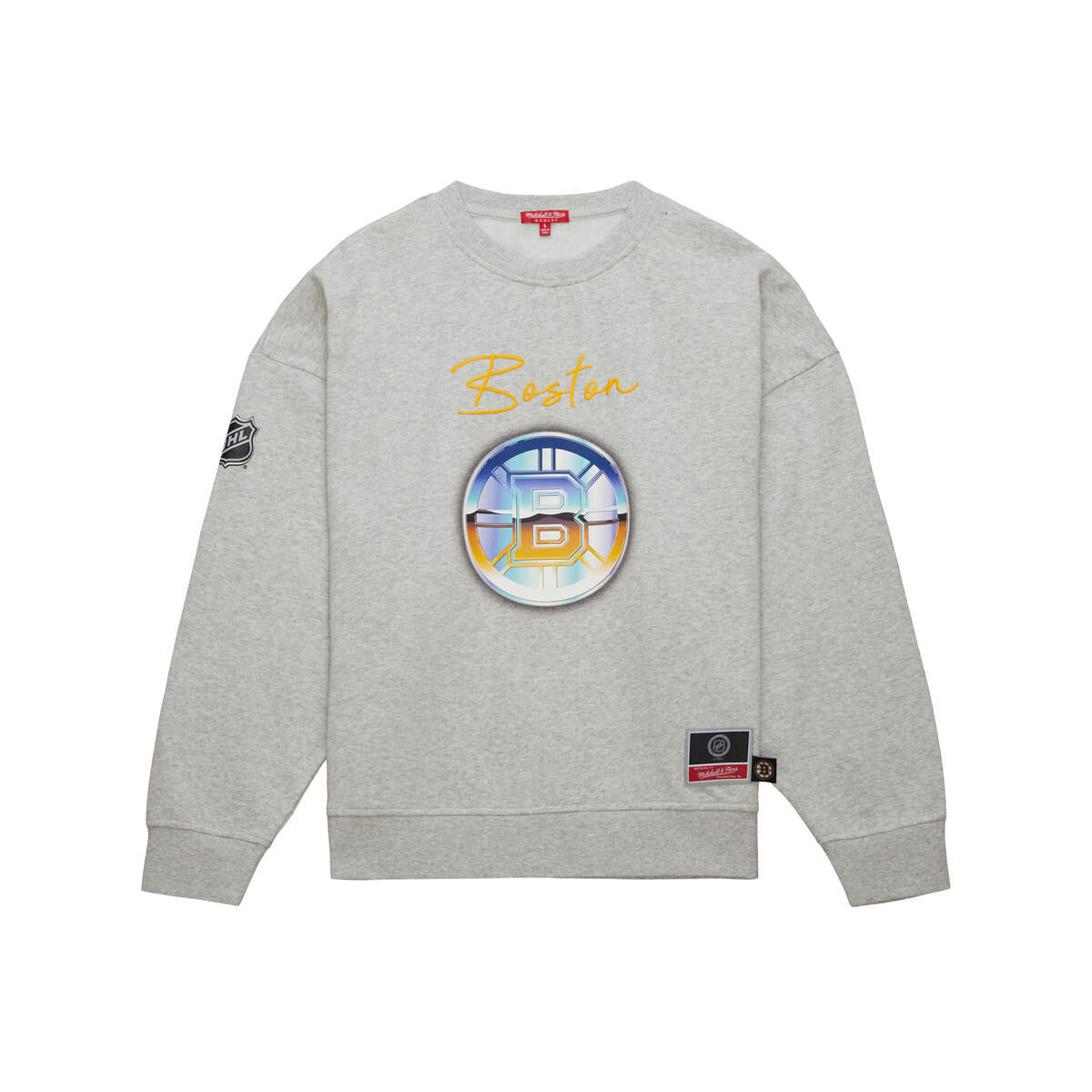 NHL STATESIDE PASTEL WOMEN'S LOGO LIGHTWEIGHT CREW BRUINS - Grey Heather - Image 1