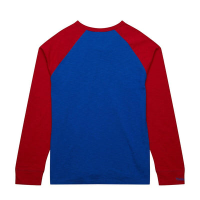 NBA LEGENDARY SLUB LS TEE VINTAGE LOGO 76ERS Royal-Red FC8051-P76RYRD - Image 3