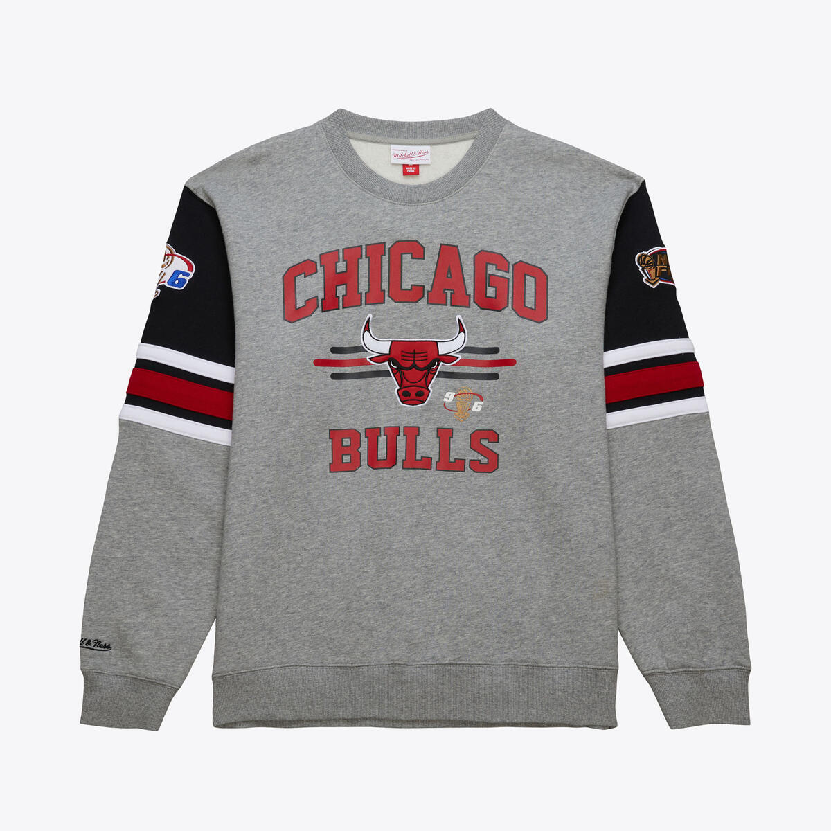 NBA ALLOVER CREW 4.0 VINTAGE LOGO BULLS Grey Heather FC8055-CBUGYHT - Image 1