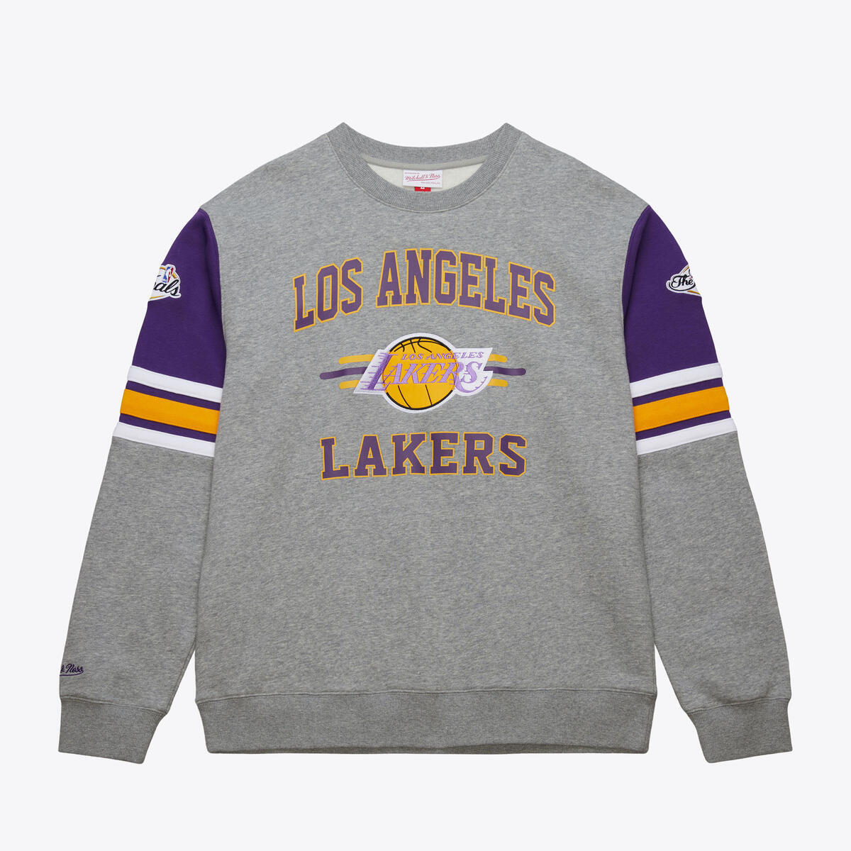 NBA ALLOVER CREW 4.0 VINTAGE LOGO LAKERS Grey Heather FC8055-LALGYHT - Image 1