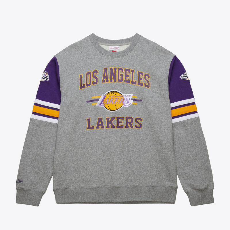 NBA ALLOVER CREW 4.0 VINTAGE LOGO LAKERS Grey Heather FC8055-LALGYHT - Image 1