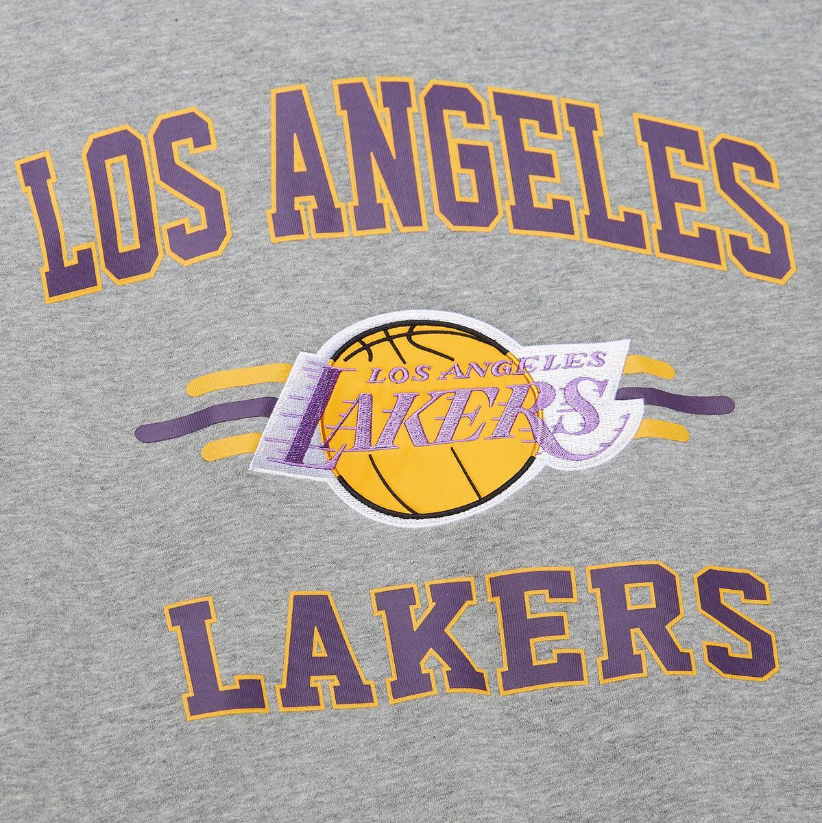NBA ALLOVER CREW 4.0 VINTAGE LOGO LAKERS Grey Heather FC8055-LALGYHT - Image 3