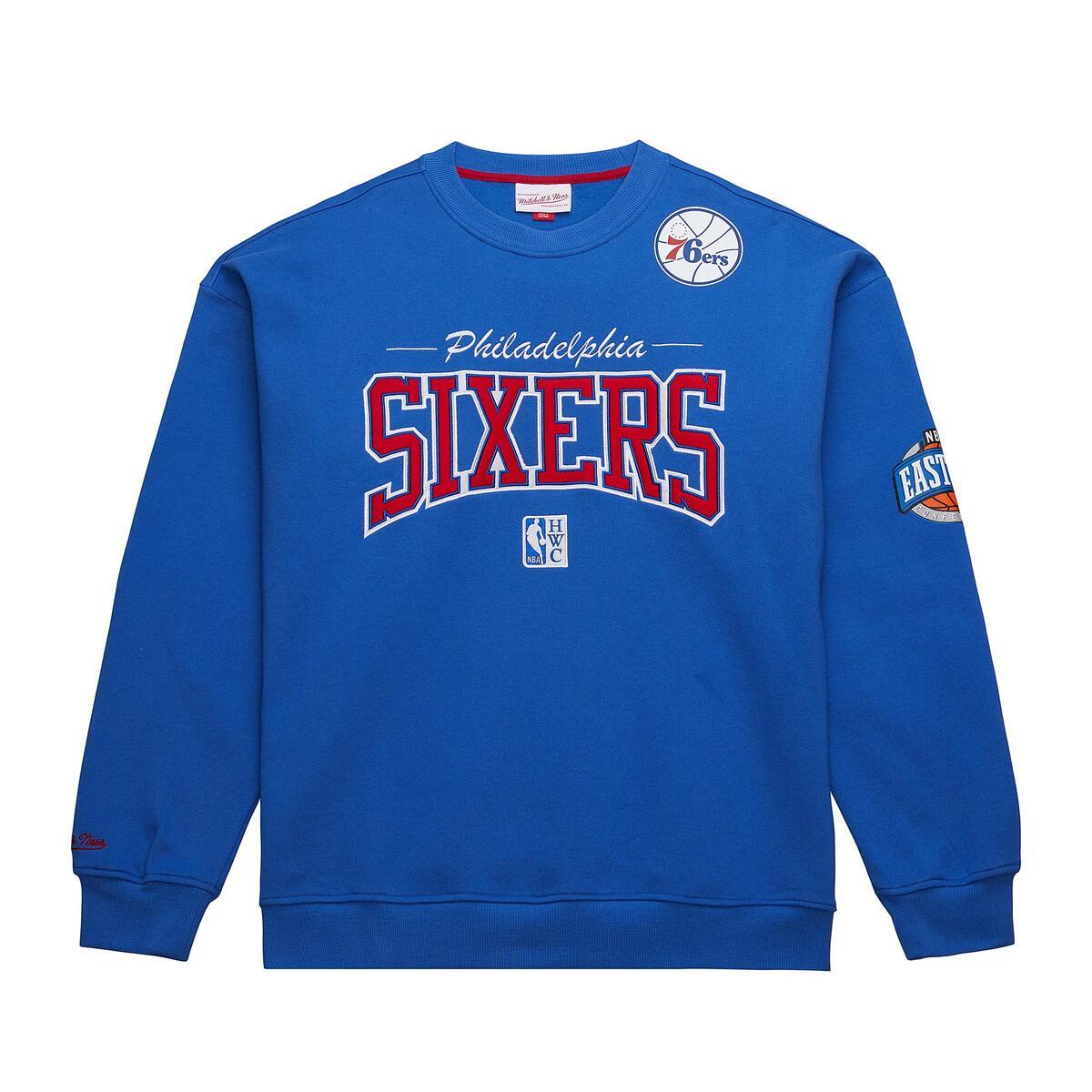 NBA THERE AND BACK 2.0 CREW FLEECE VINTAGE LOGO 76ERS Royal FC8088-P76ROYA - Image 5