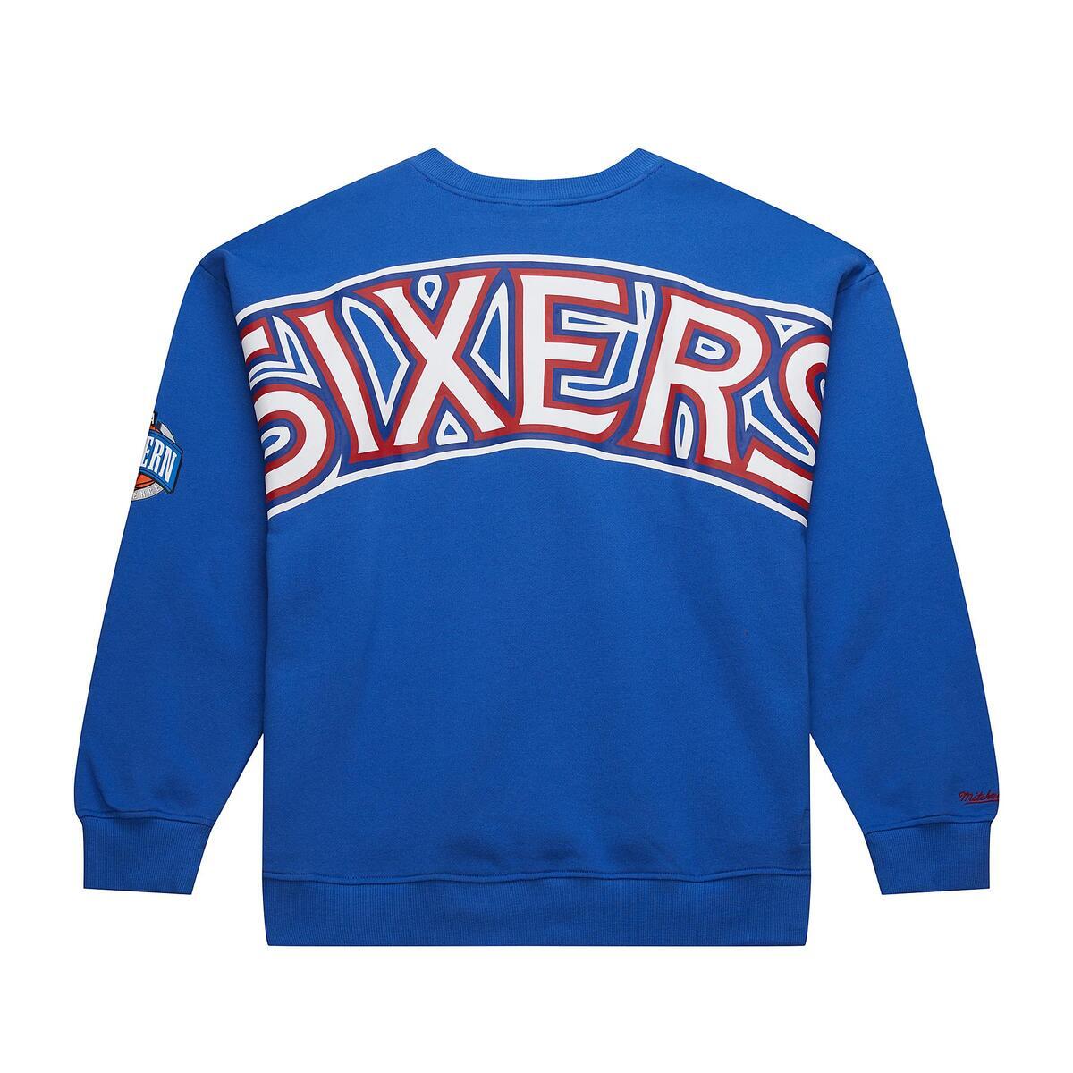 NBA THERE AND BACK 2.0 CREW FLEECE VINTAGE LOGO 76ERS Royal FC8088-P76ROYA - Image 7