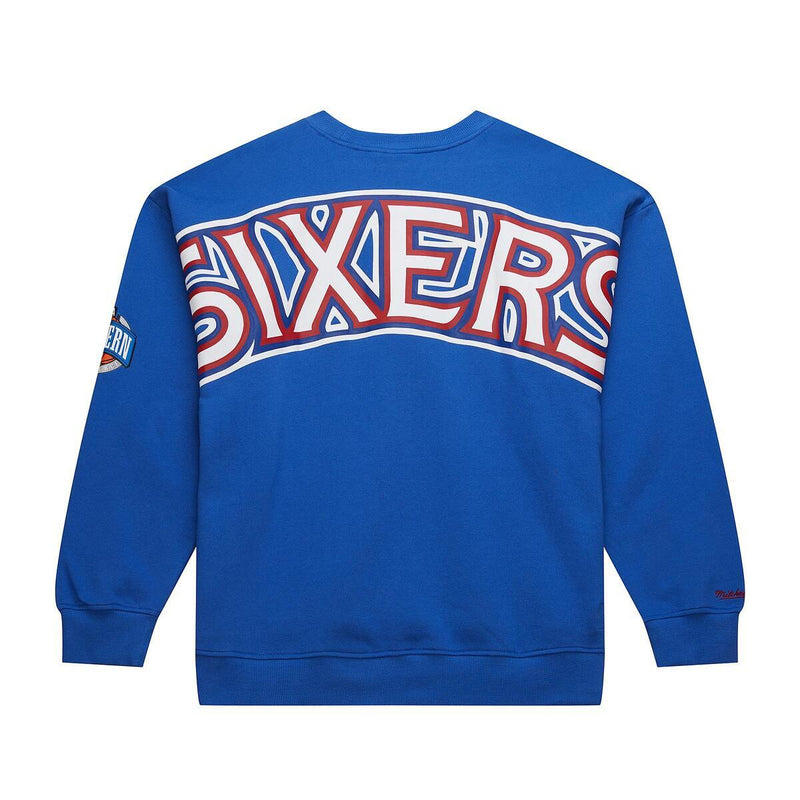 NBA THERE AND BACK 2.0 CREW FLEECE VINTAGE LOGO 76ERS Royal FC8088-P76ROYA - Image 7
