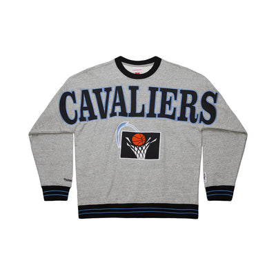 NBA FULL FIELD SATIN FLEECE CREW VINTAGE LOGO CAVALIERS Grey Heather FC8089-CCAGYHT - Image 1