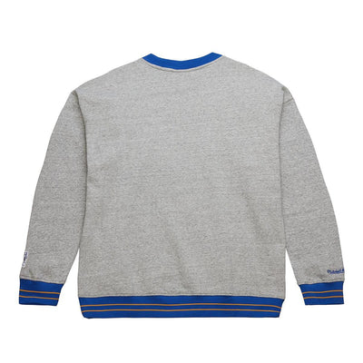 NBA FULL FIELD SATIN FLEECE CREW VINTAGE LOGO WARRIORS Grey Heather FC8089-GSWGYHT - Image 2