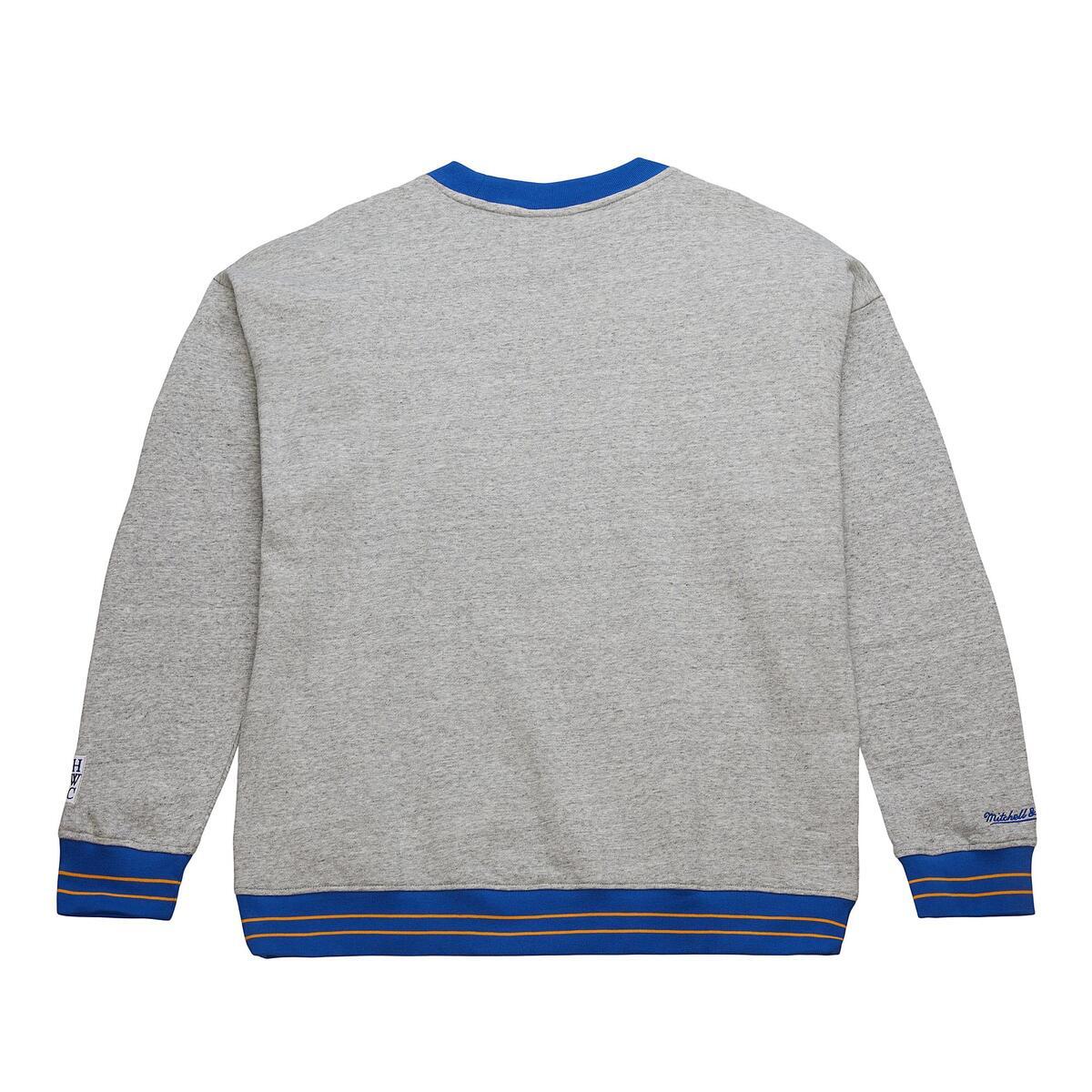 NBA FULL FIELD SATIN FLEECE CREW VINTAGE LOGO WARRIORS Grey Heather FC8089-GSWGYHT - Image 2