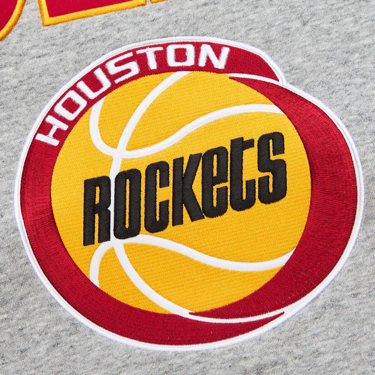 NBA FULL FIELD SATIN FLEECE CREW VINTAGE LOGO ROCKETS Grey Heather FC8089-HROGYHT - Image 4