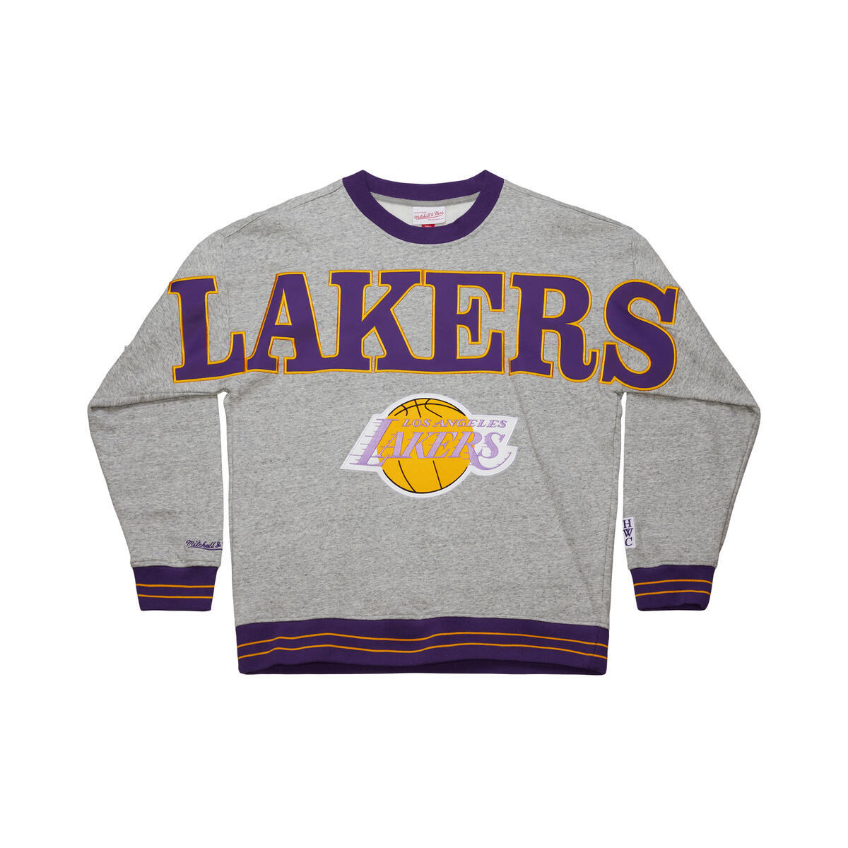 NBA FULL FIELD SATIN FLEECE CREW VINTAGE LOGO LAKERS Grey Heather FC8089-LALGYHT - Image 1