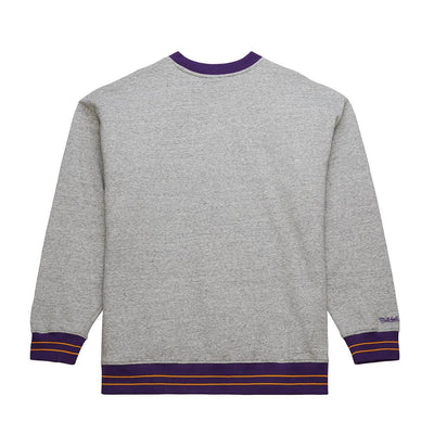 NBA FULL FIELD SATIN FLEECE CREW VINTAGE LOGO LAKERS Grey Heather FC8089-LALGYHT - Image 2