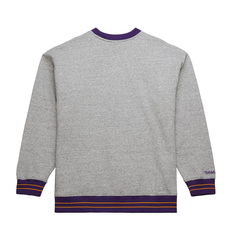 NBA FULL FIELD SATIN FLEECE CREW VINTAGE LOGO LAKERS Grey Heather FC8089-LALGYHT - Image 2