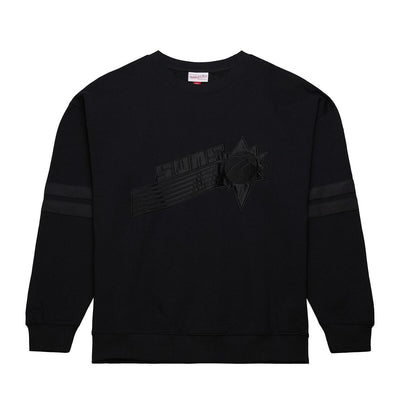 NBA SATIN STRIPES FLEECE CREW VINTAGE LOGO SUNS Black FC8090-PSUBLCK - Image 1