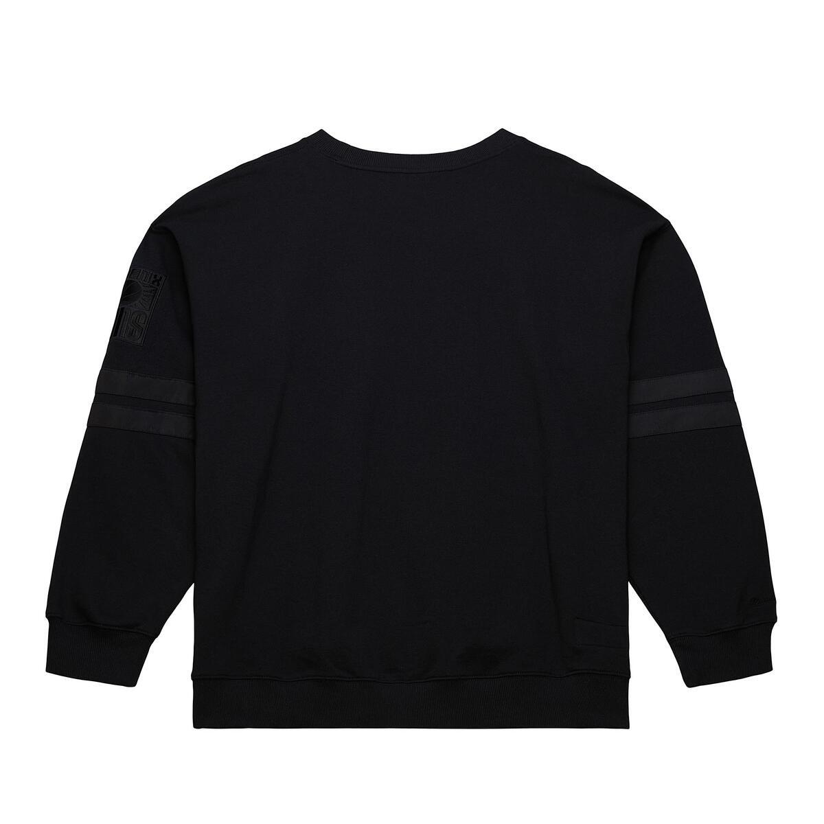 NBA SATIN STRIPES FLEECE CREW VINTAGE LOGO SUNS Black FC8090-PSUBLCK - Image 2