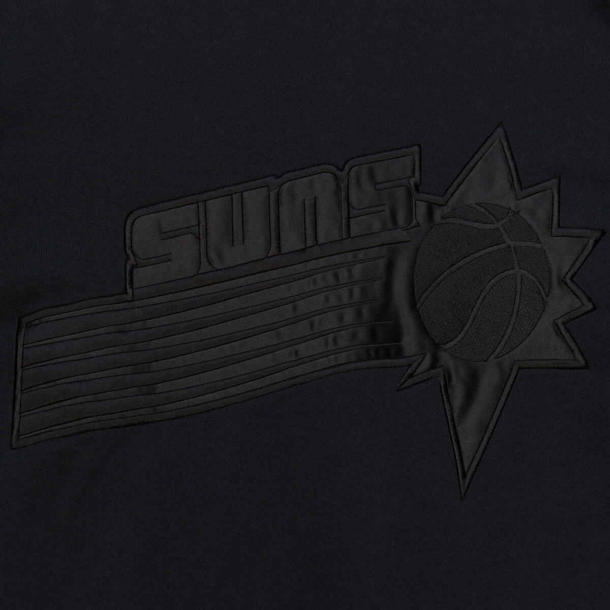 NBA SATIN STRIPES FLEECE CREW VINTAGE LOGO SUNS Black FC8090-PSUBLCK - Image 3