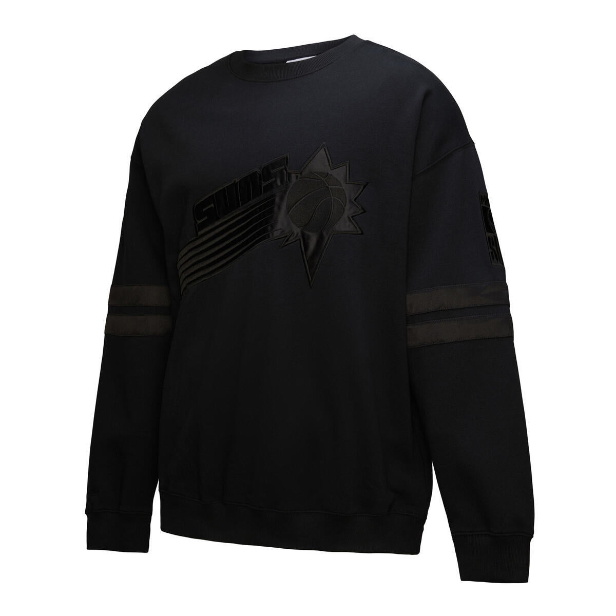NBA SATIN STRIPES FLEECE CREW VINTAGE LOGO SUNS Black FC8090-PSUBLCK - Image 6