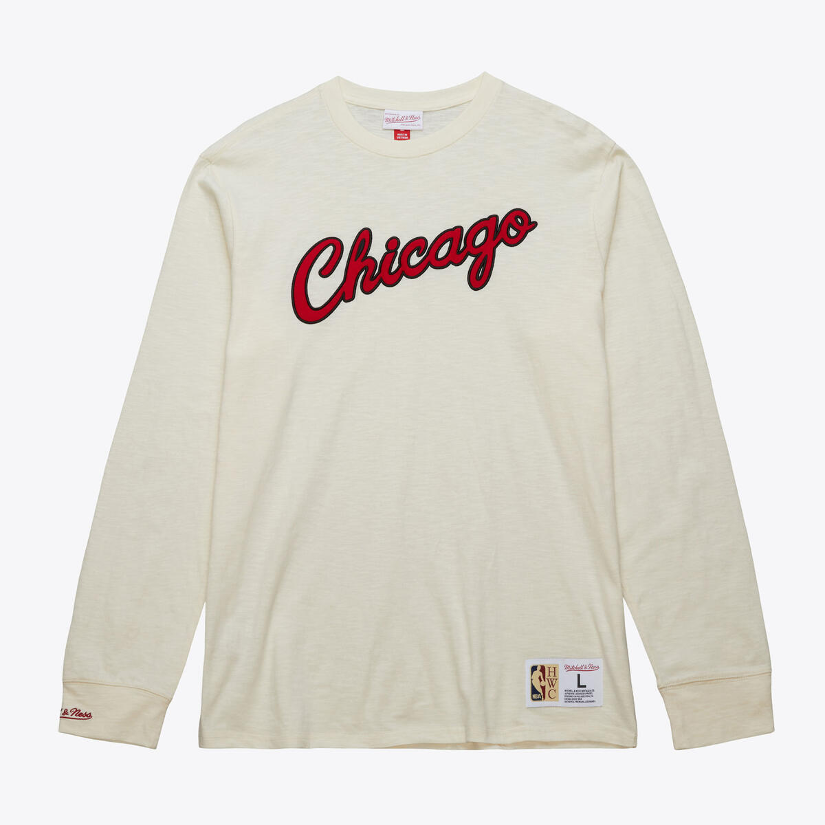 NBA HERITAGE LS SLUB TEE VINTAGE LOGO BULLS Cream FC8333-CBUCREA - Image 1