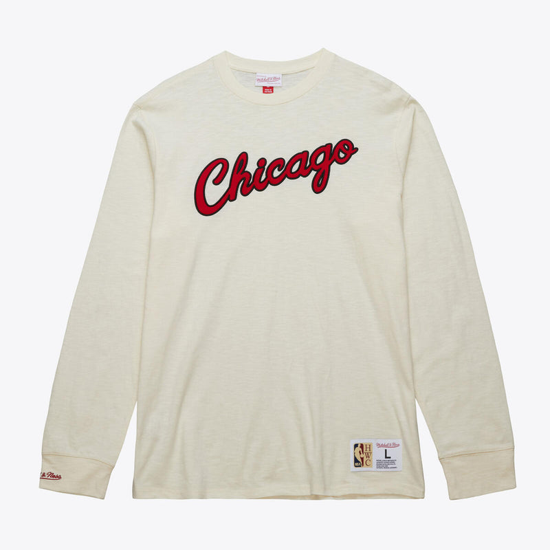 NBA HERITAGE LS SLUB TEE VINTAGE LOGO BULLS Cream FC8333-CBUCREA - Image 1