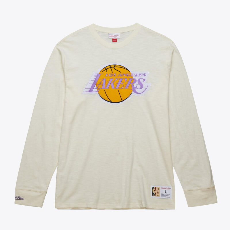 NBA HERITAGE LS SLUB TEE VINTAGE LOGO LAKERS Cream FC8333-LALCREA - Image 1