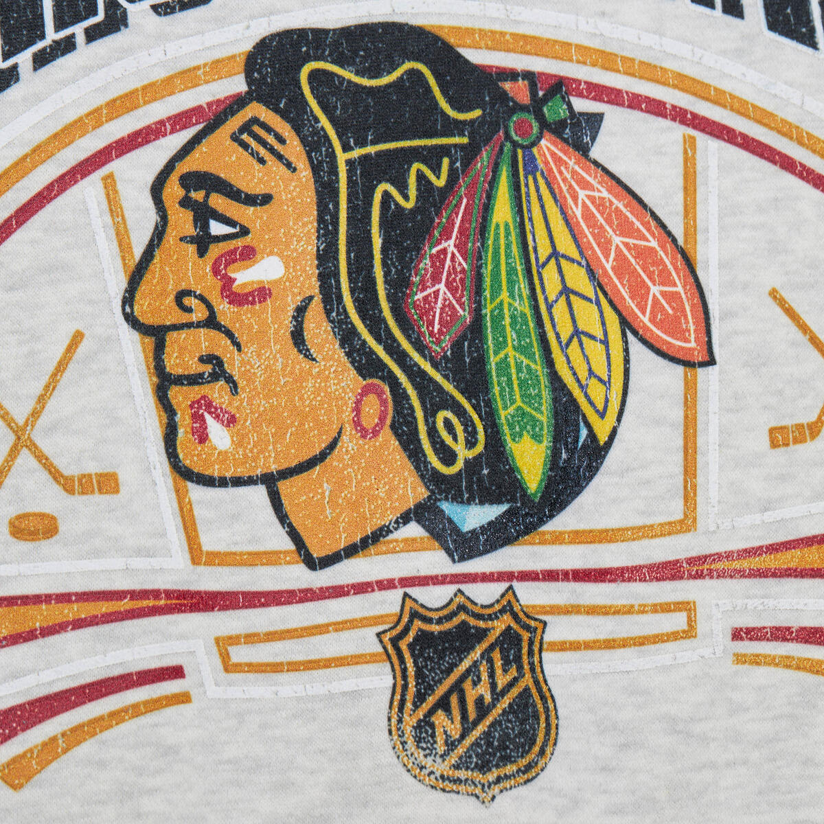 NHL EASY COOL CREWNECK SWEATSHIRT BLACKHAWKS Oatmeal Heather FC8369-CBHOTHT - Image 3