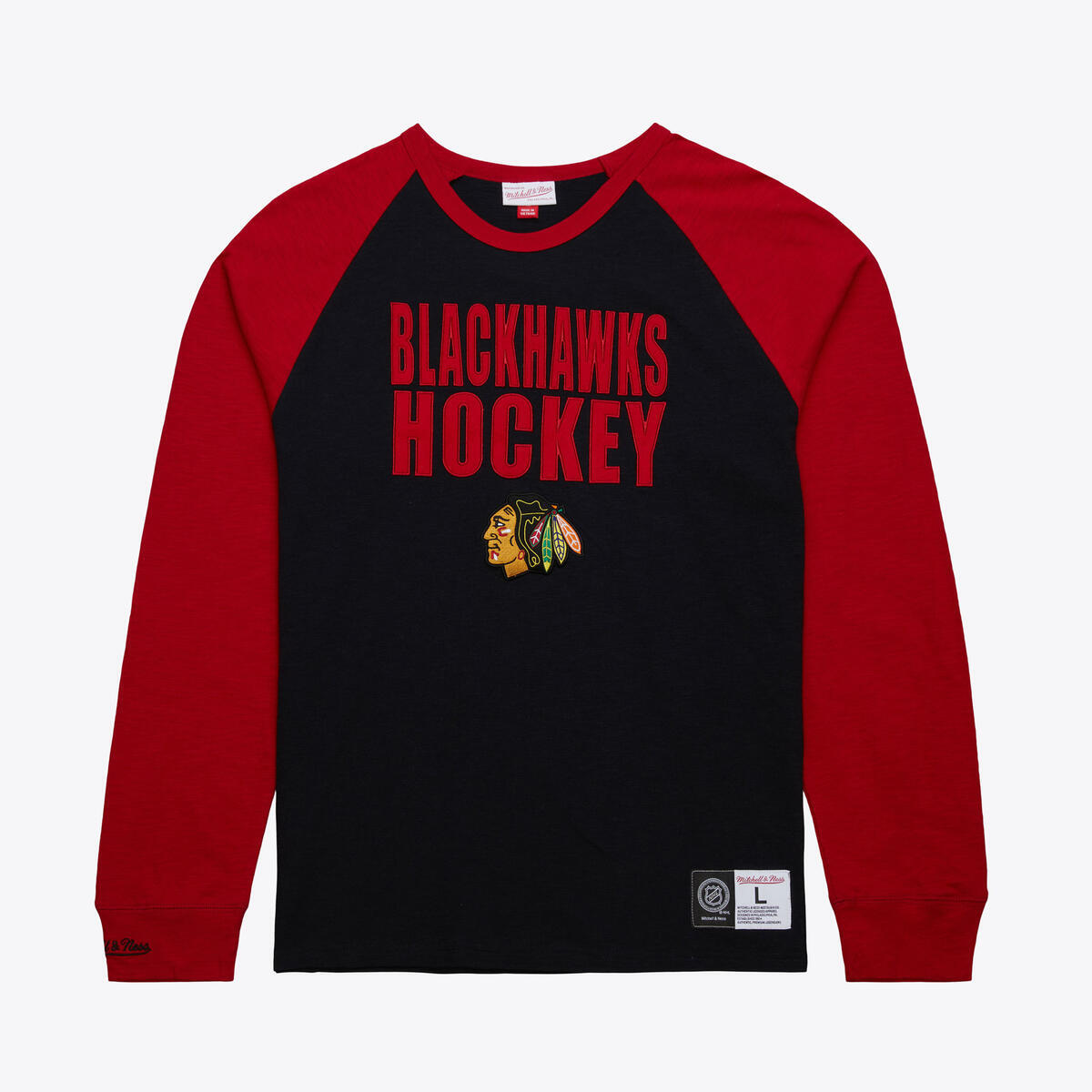NHL LEGENDARY SLUB LS TEE CURRENT LOGO BLACKHAWKS BLACK-SCARLET FC8665-CBHBKSC - Image 1