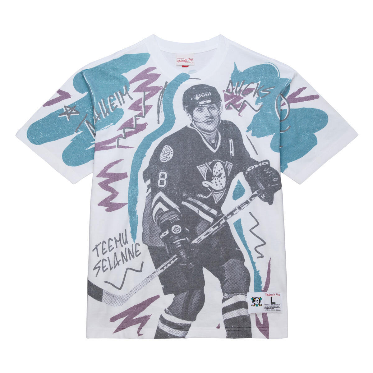 NHL SHOWSTOPPER SS PLAYER TEE VINTAGE LOGO DUCKS TEEMU SELANNE Multi-White FC9197-ADUMTWH - Image 1