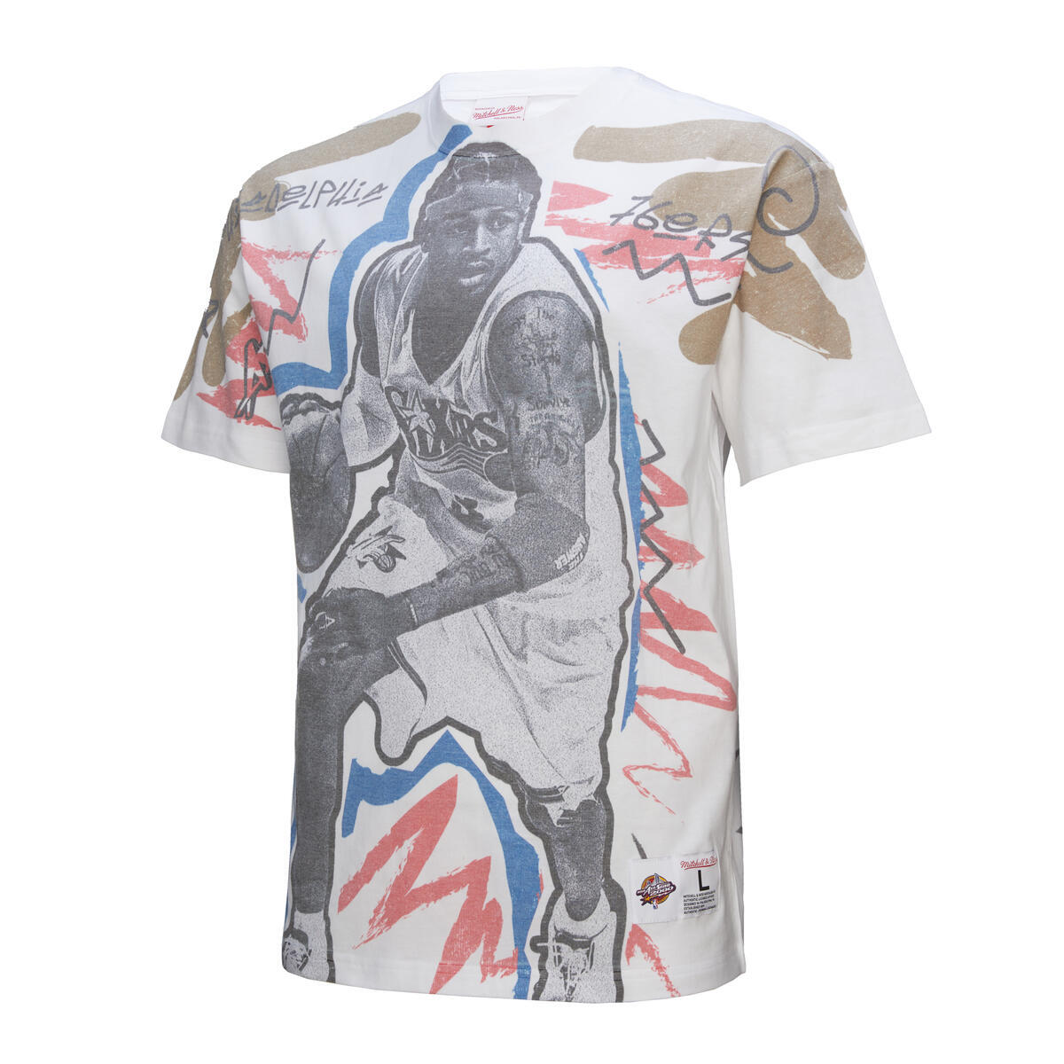 NBA SHOWSTOPPER SS PLAYER TEE VINTAGE LOGO ALL-STAR ALLEN IVERSON - White-Royal - Image 7