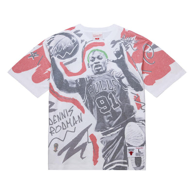 NBA SHOWSTOPPER SS PLAYER TEE VINTAGE LOGO BULLS DENNIS RODMAN Multi-White FC9197-CBUMTWH - Image 4