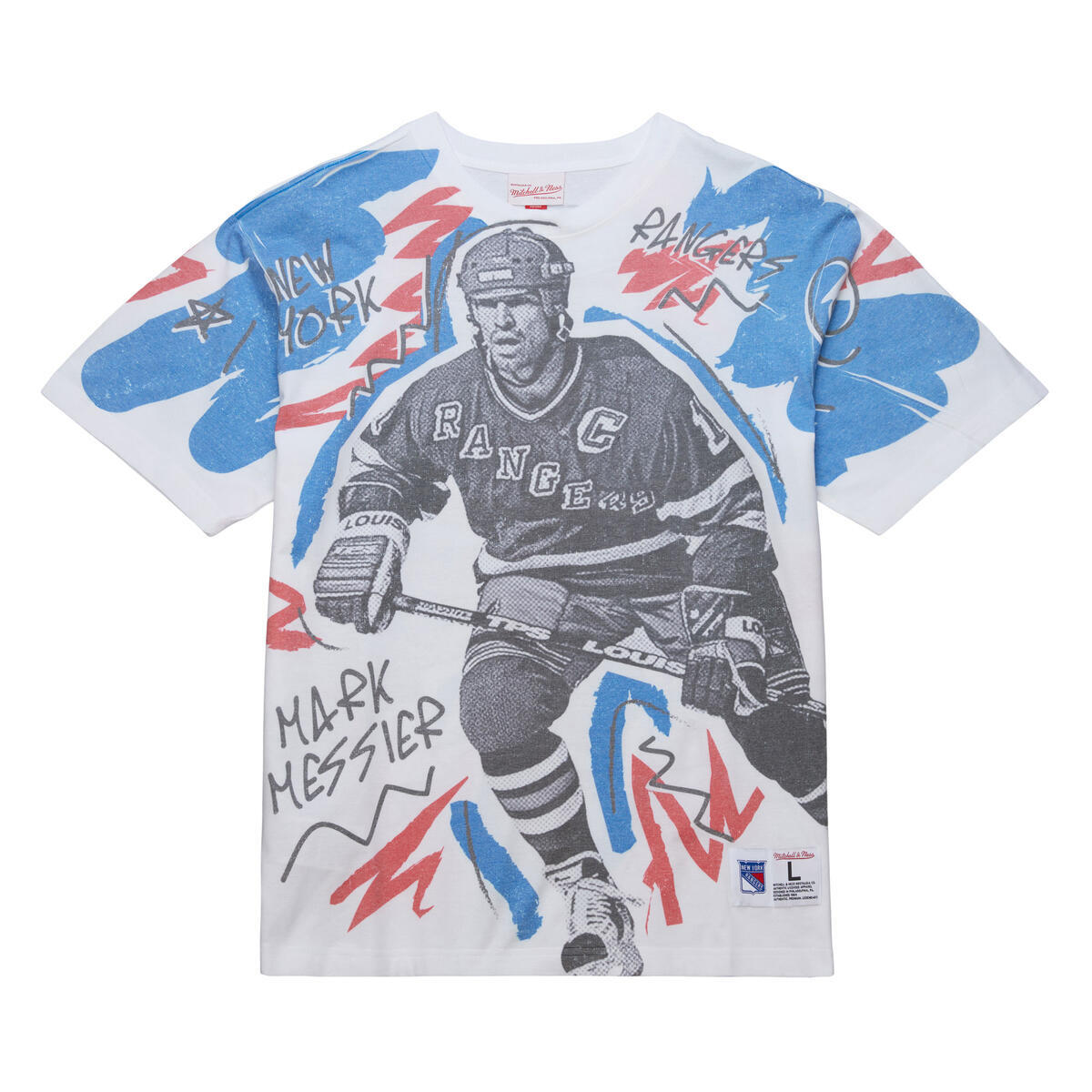 NHL SHOWSTOPPER SS PLAYER TEE VINTAGE LOGO RANGERS MARK MESSIER Multi-White FC9197-NYAMTWH - Image 1