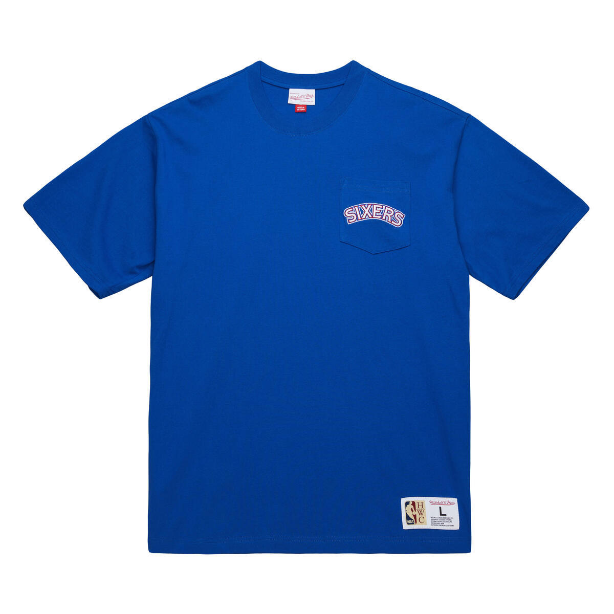 NBA DOUBLE HIT SS POCKET TEE VINTAGE LOGO 76ERS - Royal - Image 1