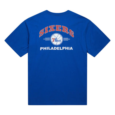 NBA DOUBLE HIT SS POCKET TEE VINTAGE LOGO 76ERS - Royal - Image 2