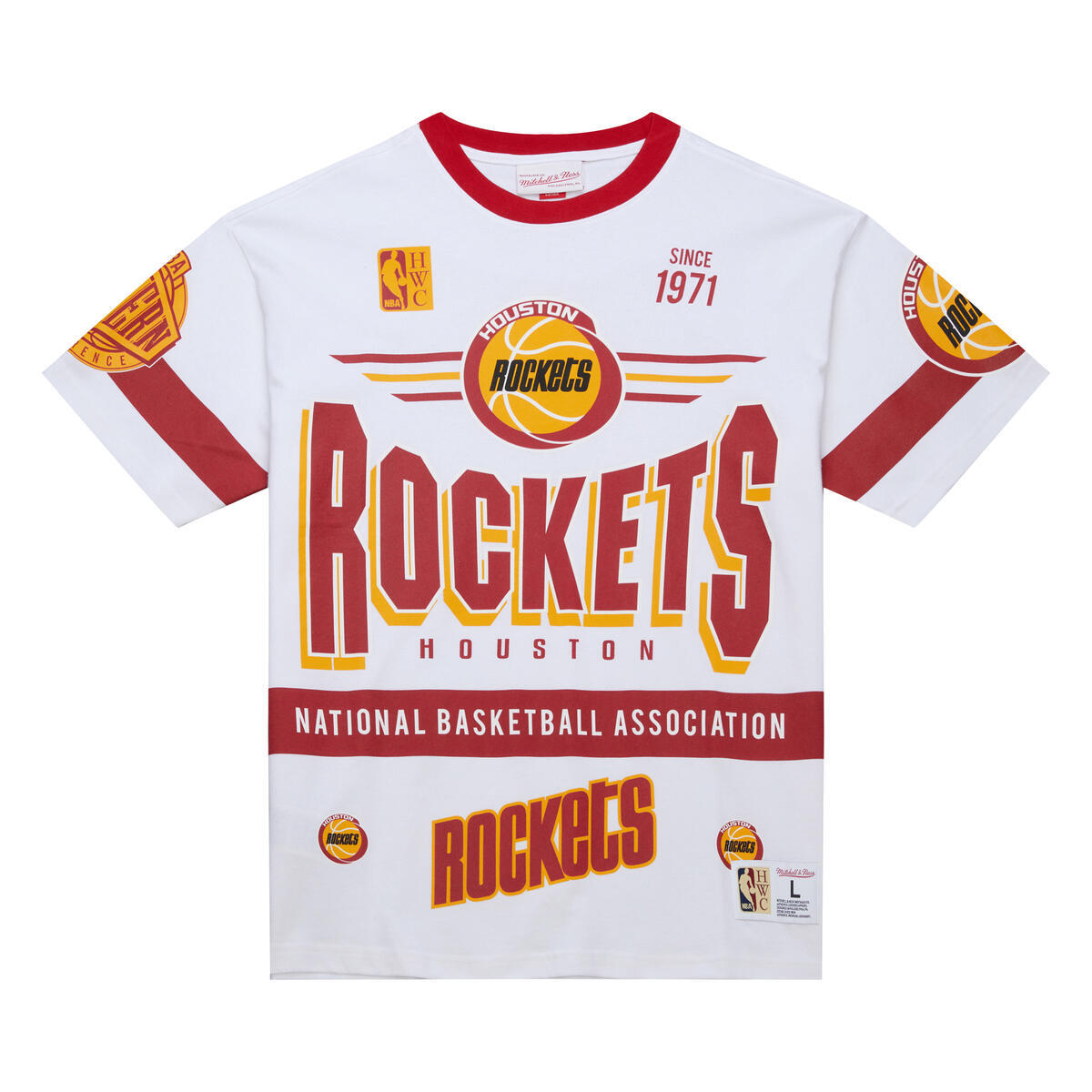 NBA TEAM ORIGINS PREMIUM SS TEE VINTAGE LOGO ROCKETS White FC9265-HROWHIT - Image 1