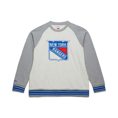 NHL HERITAGE COLLECTION FLEECE CREW VINTAGE LOGO RANGERS GREY HEATHER-CREAM FC9281-NYAGHCR - Image 1