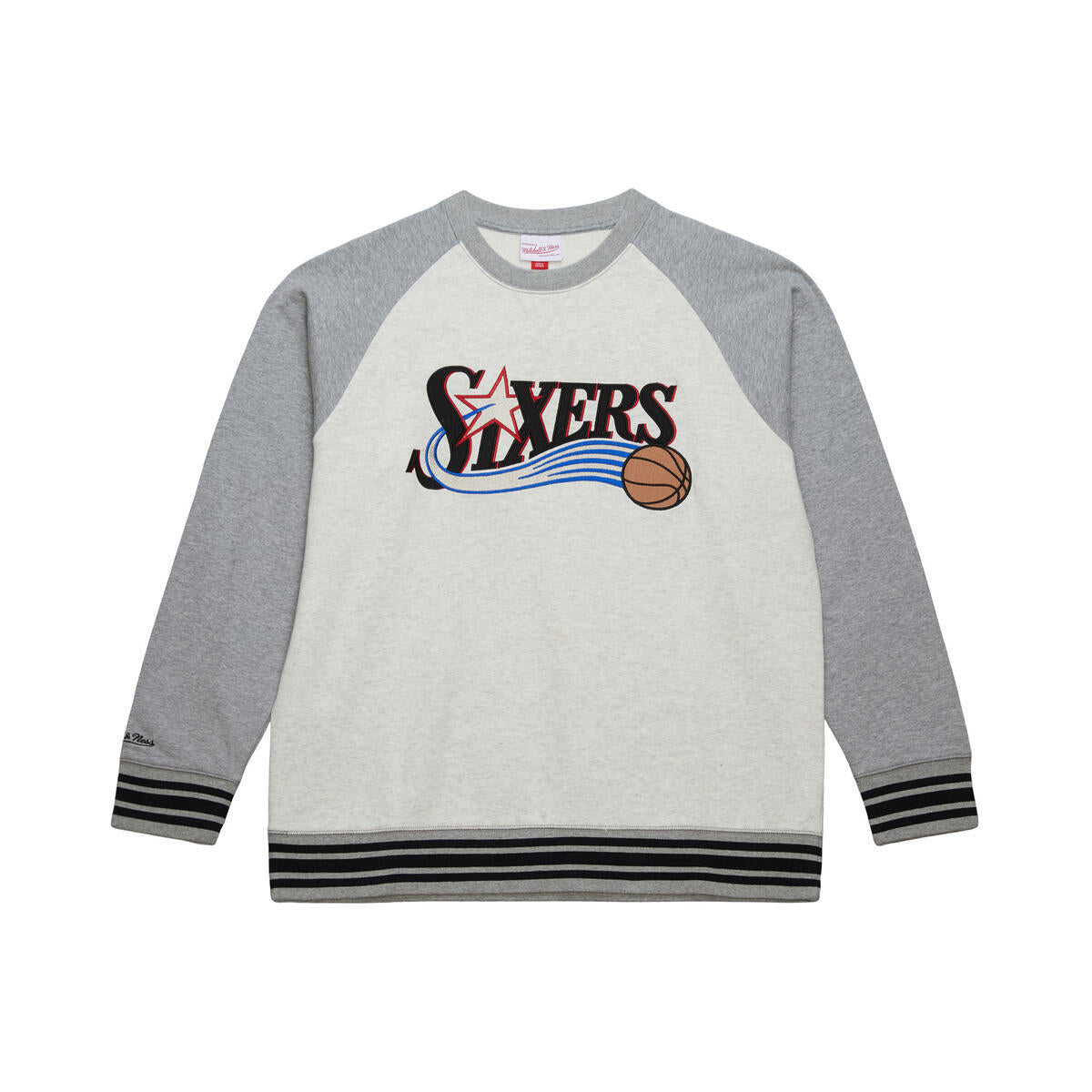 NBA HERITAGE COLLECTION FLEECE CREW VINTAGE LOGO 76ERS - GREY HEATHER-CREAM - Image 1