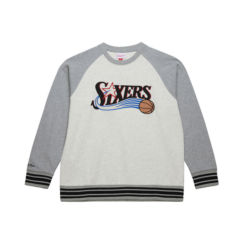 NBA HERITAGE COLLECTION FLEECE CREW VINTAGE LOGO 76ERS - GREY HEATHER-CREAM - Image 1