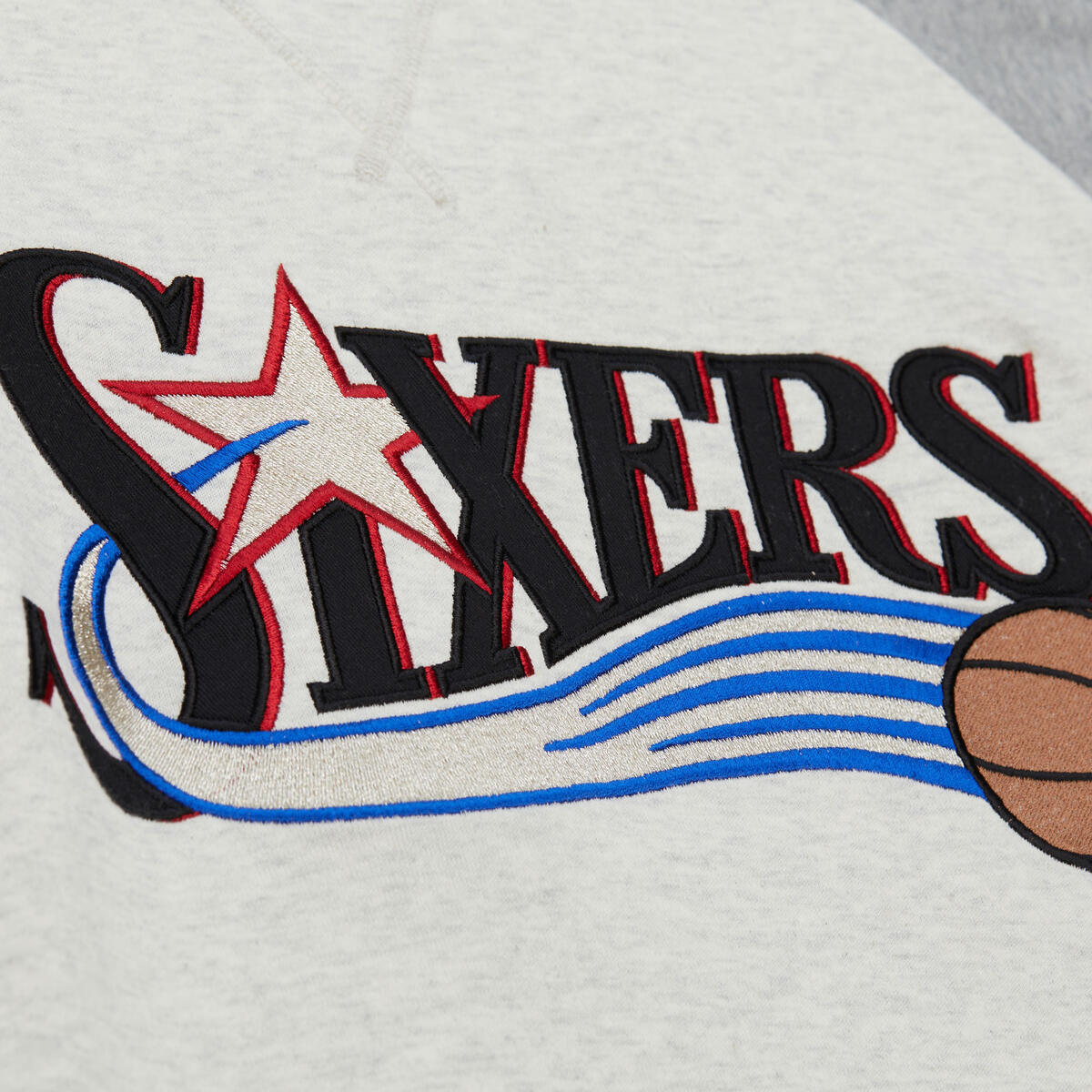 NBA HERITAGE COLLECTION FLEECE CREW VINTAGE LOGO 76ERS - GREY HEATHER-CREAM - Image 5