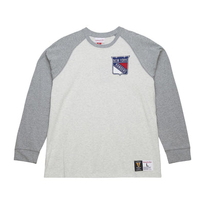NHL HERITAGE COLLECTION PREMIUM LS TEE VINTAGE LOGO RANGERS GREY HEATHER-CREAM FC9282-NYAGHCR - Image 1