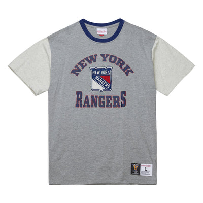 NHL HERITAGE COLLECTION PREMIUM SS TEE VINTAGE LOGO RANGERS GREY HEATHER-CREAM FC9283-NYAGHCR - Image 1