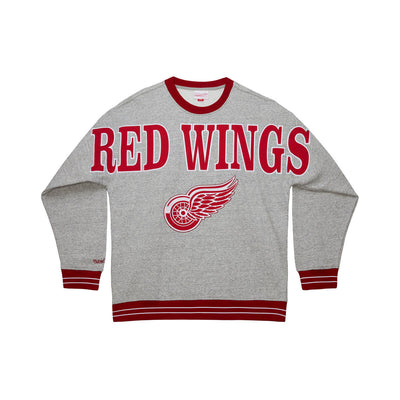 NHL FULL FIELD SATIN FLEECE CREW CURRENT LOGO RED WINGS Grey Heather FC9301-DRWGYHT - Image 1
